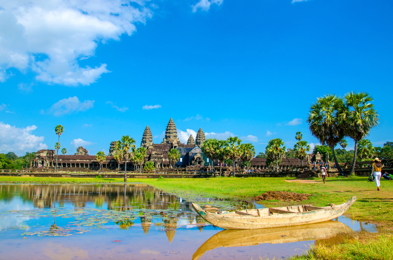 Kambscha Siam Rep Angkor Wat mit Boot am See ©123RF